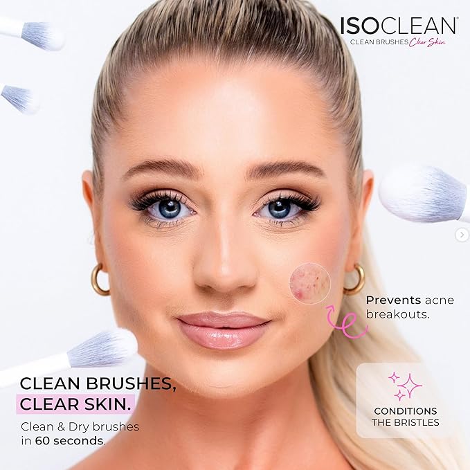 ISOCLEAN Professional Brush Cleaner 4 fl oz - Spray Top Makeup Brush Cleaner for Cosmetic Tools, Cleans Bristles, Scented No-Rinse Formula Dries in 60 Seconds, Vegan, Not Tested on Animals