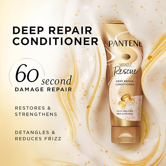 Pantene Miracle Rescue Deep Conditioner with Melting Pro-V Pearls - For Dry, Damaged, or Color-Treated Hair - Intense Moisture & Repair - 8.0 Oz