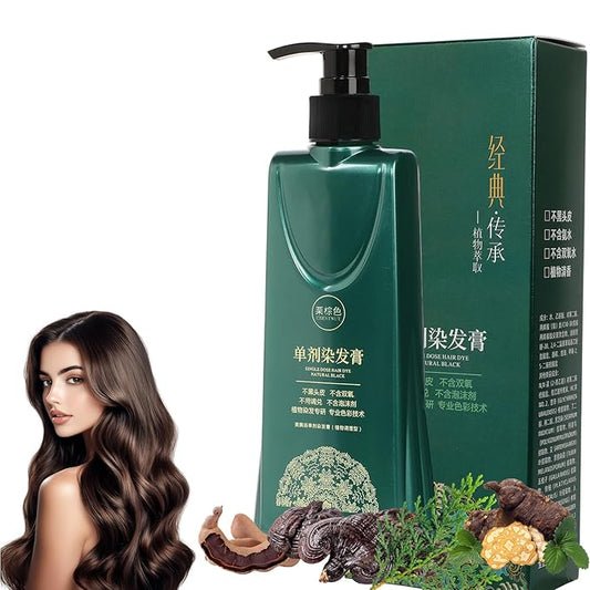 Mild Formula Long Lasting Hair Dye Set, Nourishing Plant-Based Hair Color, New Natural Hair Color Shampoo for Gray Hair Cover up, Single Step Herbal Single Agent Floral Dye (210ML, Chestnut Brown)