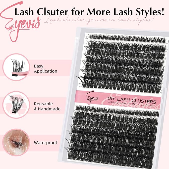 Lash Clusters 60D+80D False Eyelashes 280PCS Eyelash Clusters 8-16mm Individual Lashes Cluster D Curl DIY Eyelash Extensions at Home (60D+80D-0.07D,8-16MIX)