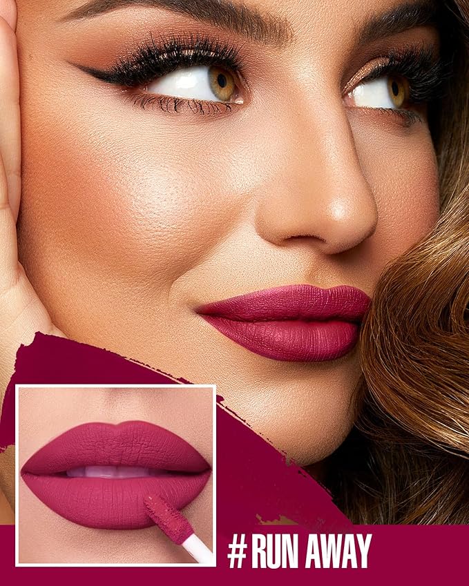 Red Lipstick Matte Liquid Lipstick Long Lasting for Women Smudgeproof Lipsticks Color Stay Burgundy Lipsticks Vegan Cruelty-Free Lip Gloss (909 Run Away)