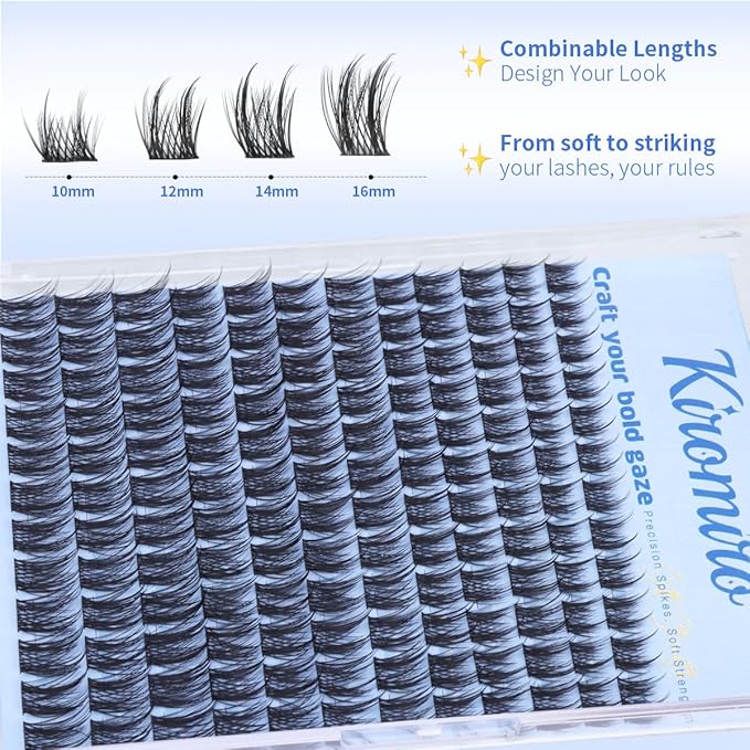 Wispy Lash Clusters Spikes Eyelash Extensions Fairy Lash Clusters 10-16mm Natural Eyelash Cluster 144Pcs DIY Individual Lash Extensions by Kiromiro