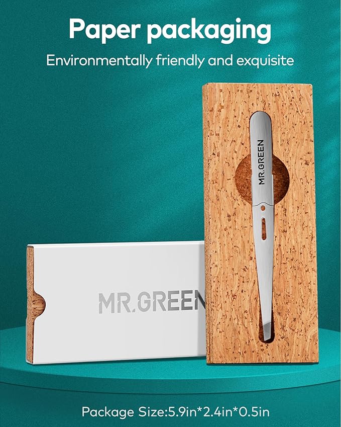 MR.GREEN Tweezers for Facial Hair Women, Professional Precision Eyebrow Tweezers for Women and Men, Stainless Steel Slanted Hair Removal Tweezers, Eyebrow Plucker, Ingrown hair tweezers