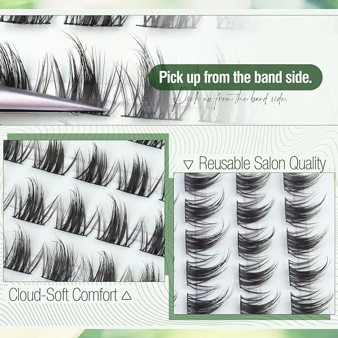 Anime Eyelash Clusters Natural Lash Clusters Fairy Lash Extension Cluster Wispy 3D Fluffy Individual Eyelashes Hair-Like Strokes Cluster Eyelash Extensions C-Curly Feathery Texture Cluster Lashes