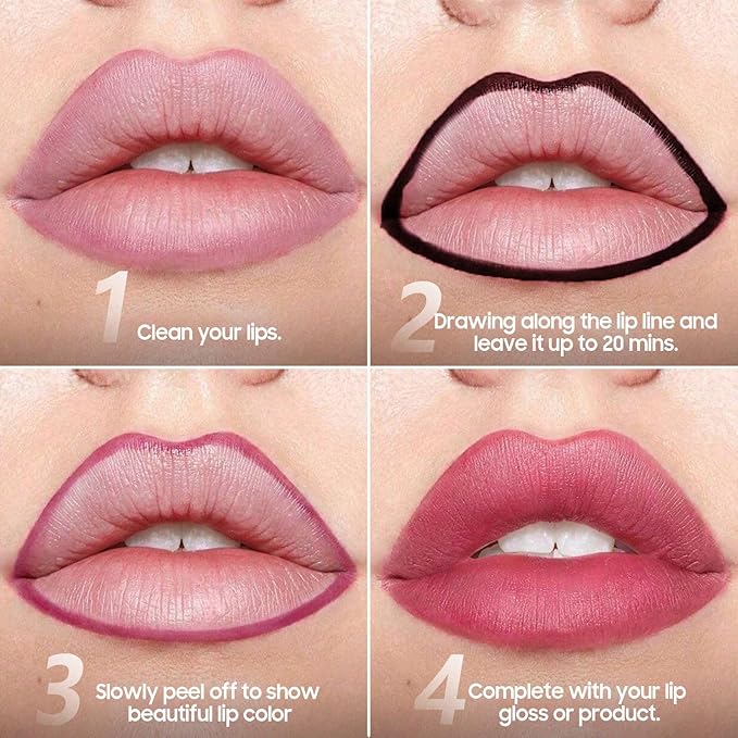 Peel Off Lip Liner Highly Pigmented - Lip Stain Long Lasting Waterproof for Women Girls, Lip Tint Stain Peel Non-Sticky & Smudge-Proof Easy to Use & Natural Finish (Nude)