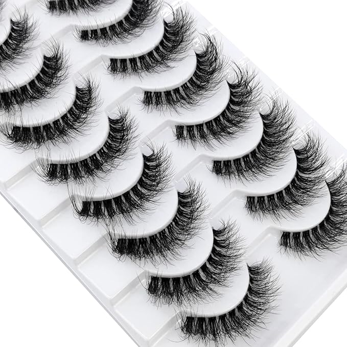 HBZGTLAD New 10 Pairs 3D Mink Lashes False Eyelashes Handmade Wispy Fluffy Long Lashes Natural Eye Makeup Tools Eye Lashes(5DY21)