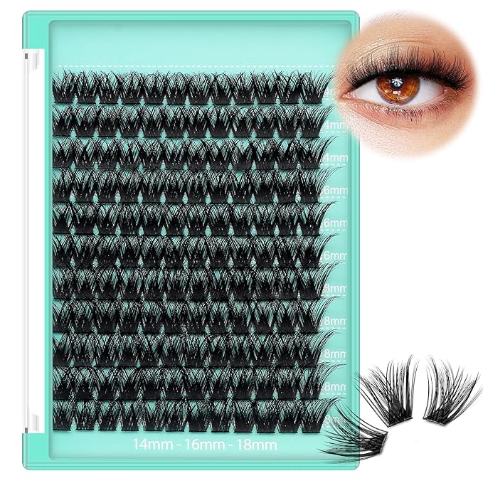 Bodermincer Lash Clusters D Curl Black/Brown/Colored Lashes 10-12-14/12-14-16/16-18-20mm Mixed Lash Clusters Kit For Beginner (Y05# 14-16-18mm Mixed)
