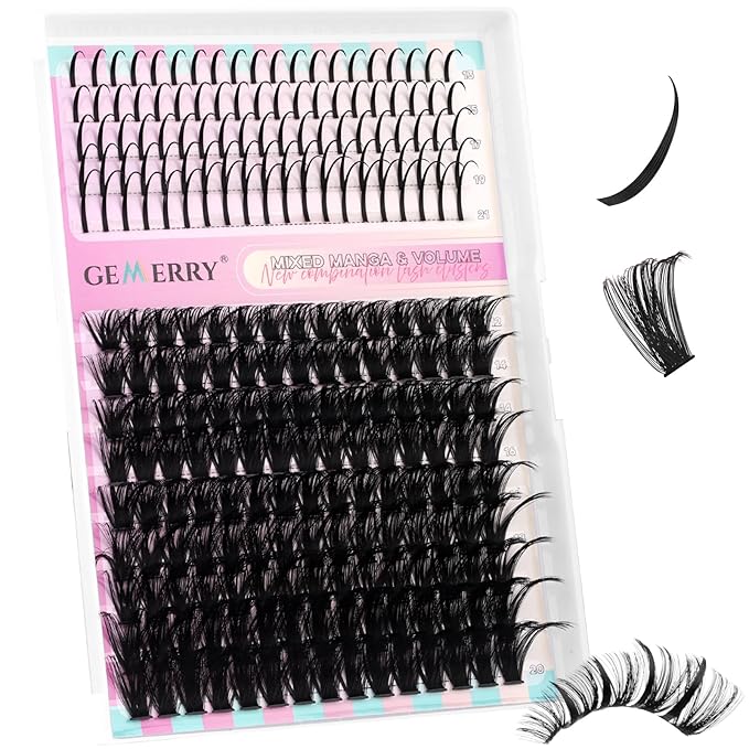 Lash Clusters with Spikes 100D Long 12-21mm Cluster Eyelash Extensions DIY Wispy Natural Lash Clusters Spiky Individual Lashes Eyelashes Mink by GEMERRY