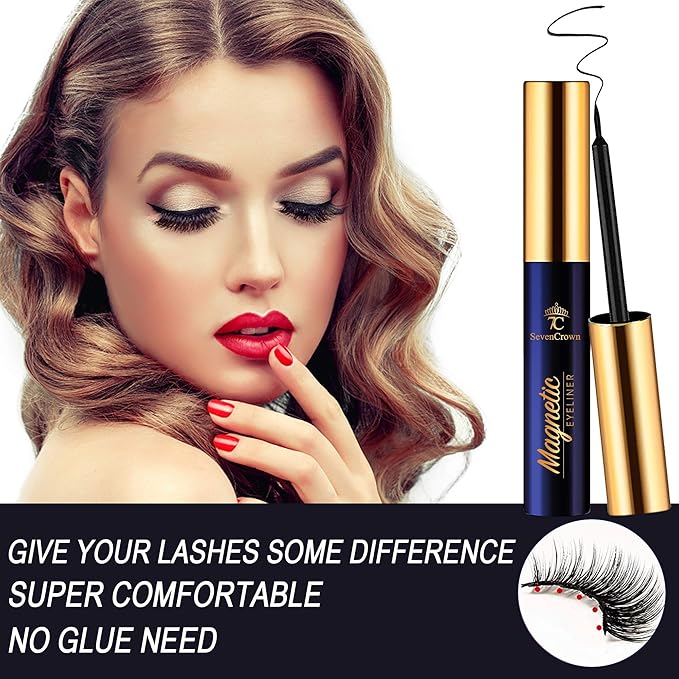 10 Pairs Magnetic Eyelashes Magnetic Lashes with Applicator.Upgraded 4 Tubes of Liner Waterproof, Long Lasting, 3D Natural Look,Reusable False Faux Lashes Easy to Apply.