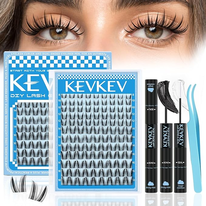 Manga Lash Clusters Kit 8-18mm Fairy Lash Clusters Invisible Band Spiky Lash Extension Kit Eyelash Clusters Kit With Lash Bond And Seal(Fairy07 Kit)