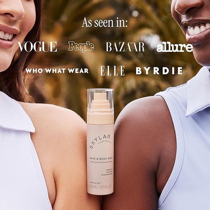 Skylar Vanilla Sky Hair & Body Mist | Hypoallergenic & Clean Fragrance | Vegan, Cruelty Free, and Safe For Sensitive Skin | 80 ML, 2.7 Fl Oz