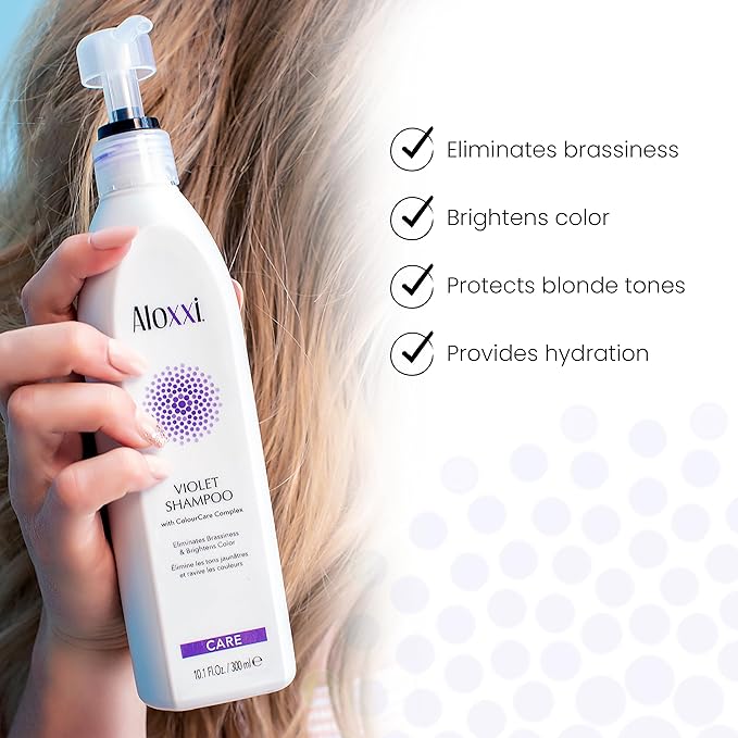 ALOXXI Violet Shampoo for Blonde & Silver Hair with Purple Pigments to Instantly Neutralize Brassiness & Enhance Luminousity, Paraben & Sulfate Free, 10.1 Fl Oz