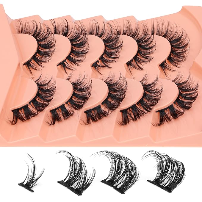 Lash Clusters Kit DIY Individual Eyelashes Extensions with Lash Bond and Seal Remover Natural Cluster Lashes Wispy Eyelashes Extension Kit by Eefofnn