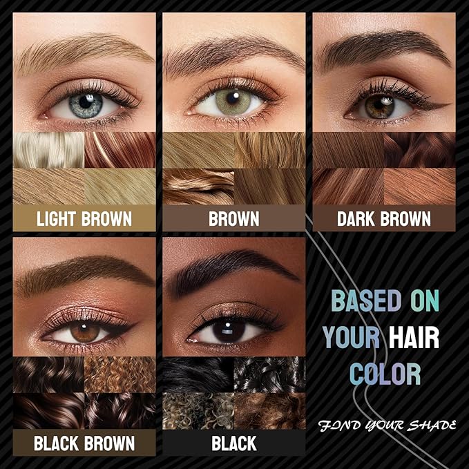Double-Ended Eyebrow Pen, 0.01mm Micro-fork Tip,Waterproof Liquid Brow Ink, Micro-Fork and Fine Tips, 5 Shades (2#Brown)