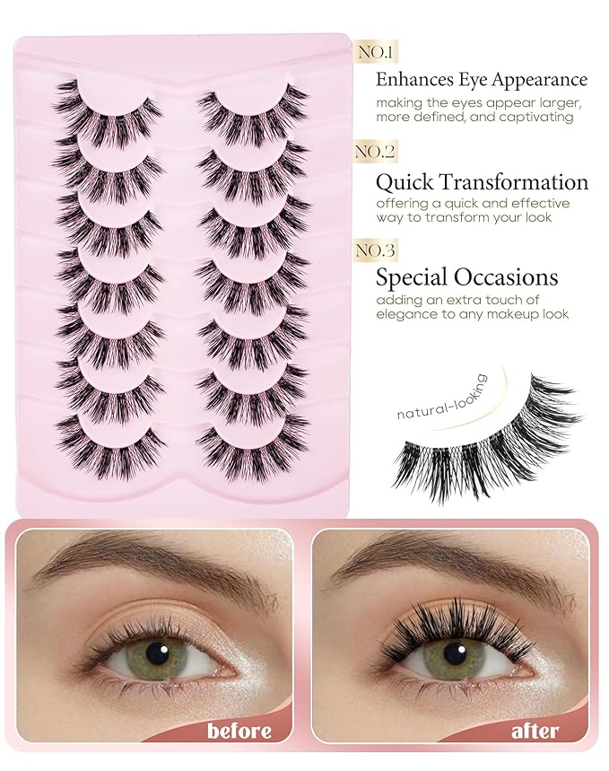 Manga Anime Eyelashes Japanese Spiky Fake Lashes Asian Wispy Strip Lashes M-12