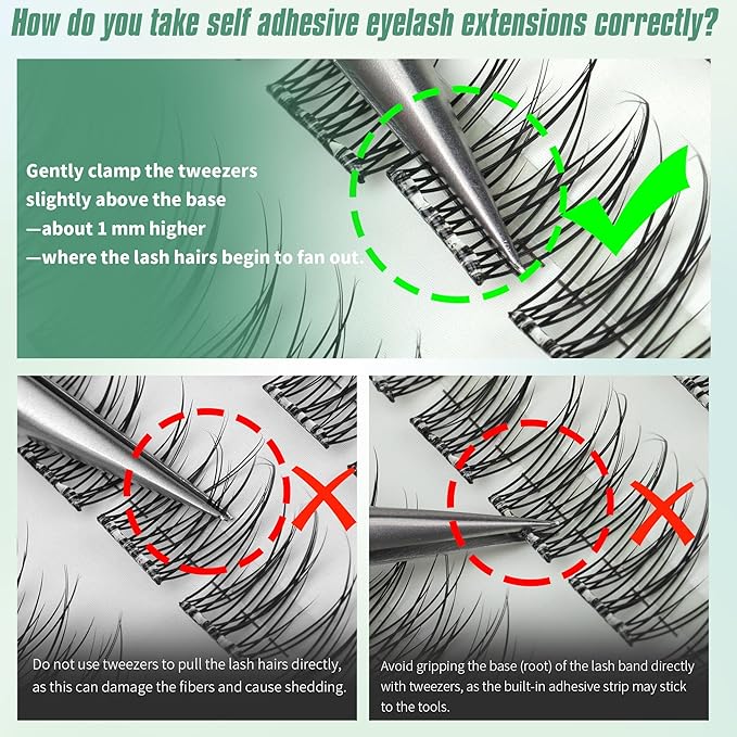 Self Adhesive Lashes Clusters Natural Look No Glue Eyelash Extensions Wispy Pre Glued Self Adhesive Eyelashes Reusable DIY Lash Extensions 120Pcs 9mm 10mm 11mm 13mm