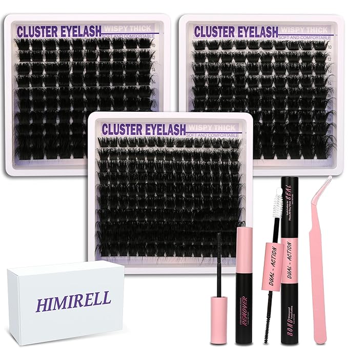 Lashes Clusters Kit Gift Packs 3 Styles 350Pcs with Bond&Seal Glue Remove Volume Soft False Eyelash Extension 150D+200D+300D D Curl Wispy DIY Individual Fake Eyelashes Box for Beginners Bulk Pack