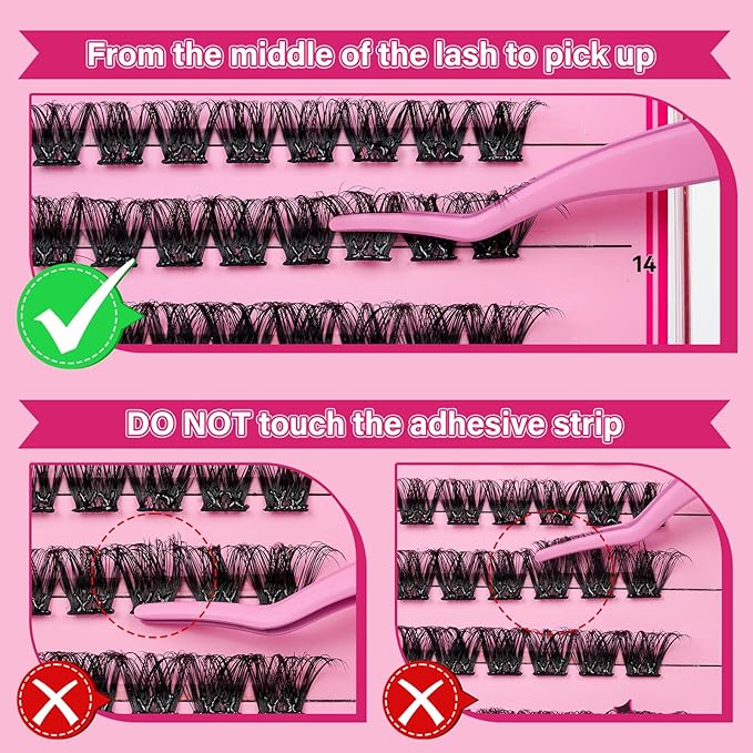 Self Adhesive Eyelashes 48Pcs Lash Clusters Self Stick Lashes Reusable Self-adhesive Lashes No Glue Cluster Lashes Easy for Use(Into You-01,D-10-18mix)