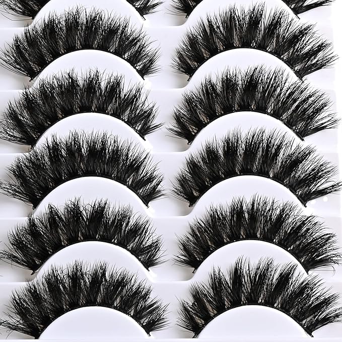 Mink Lashes Fluffy Wispy Eyelashes 14 Pairs Natural Cat Eye Lashes Strips 7-14mm False Strip Eyelash Pack Short Volume Fake Lash Full Small Black Cateye Pestañas Postizas