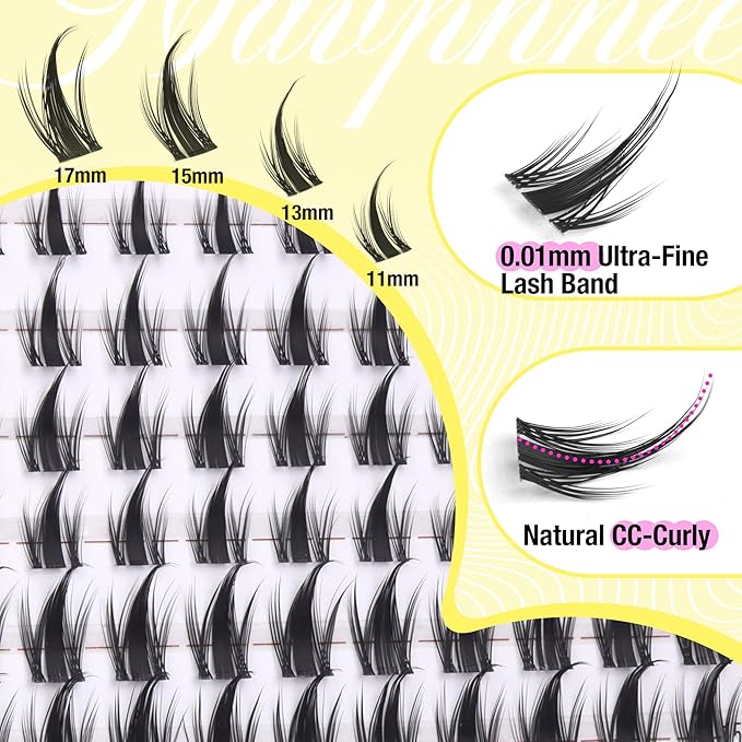 Manga Lash Clusters Anime Eyelash Clusters Spiky Individual Lash Extensions Natural Fairy Cluster Lashes 120 Pcs 11-17MM CC-Curly Cluster Eyelash Extensions Wispy DIY Lash at Home by Mavphnee