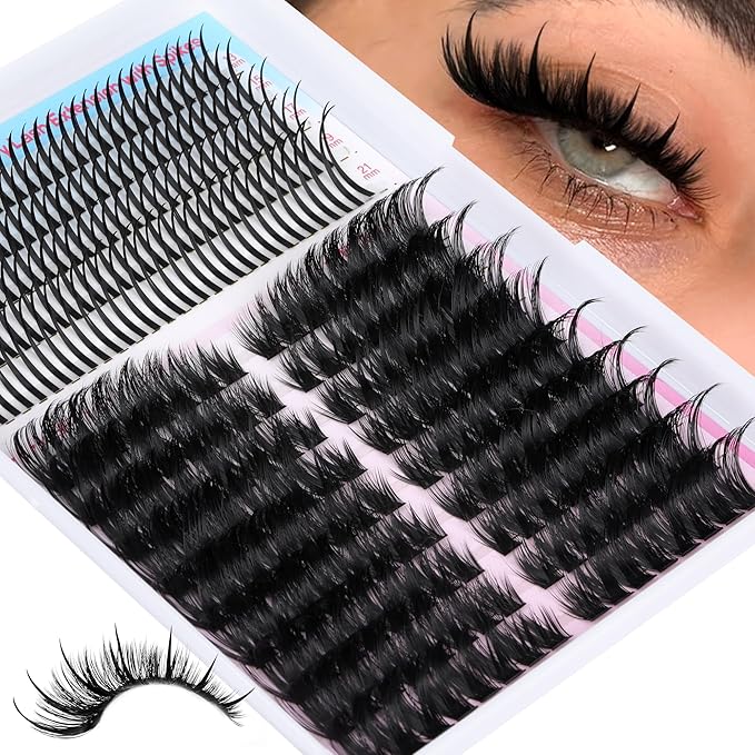 TOOCHUNAG Lash Clusters 100D Spikes Thick Eyelash Clusters 304pcs Volume Cluster Eyelash Extensions 13-21mm Wispy Individual Lashes Spikes for DIY Professional Lash Extension at Home