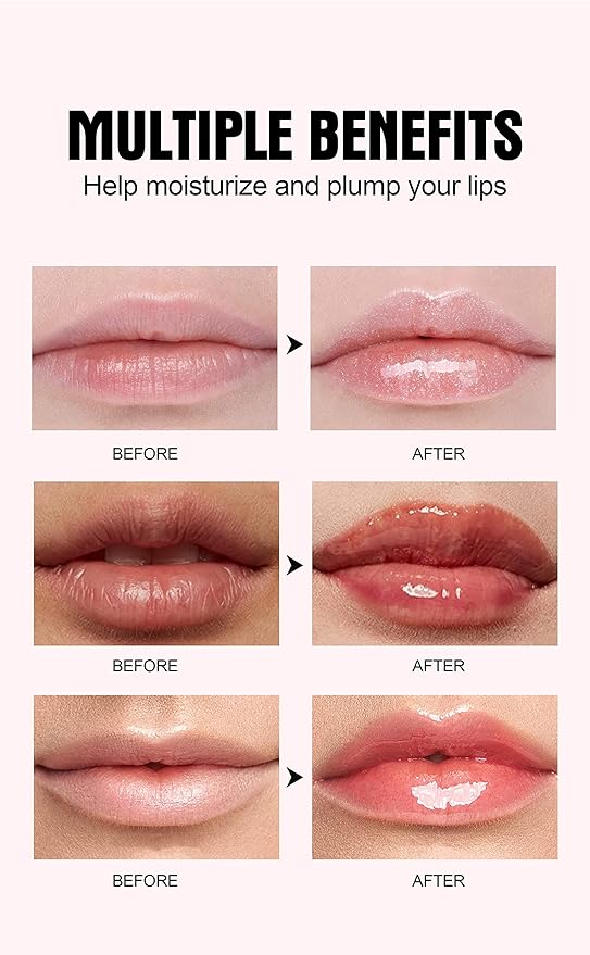 Plumping Lip Oil With Chili Extract - Fuller Lips Instantly! Ultra-Hydrating & Nourishing, Glossy Finish Lip Glow Oil, Lip Plumping Booster Plump (05 Wild Strawberry)