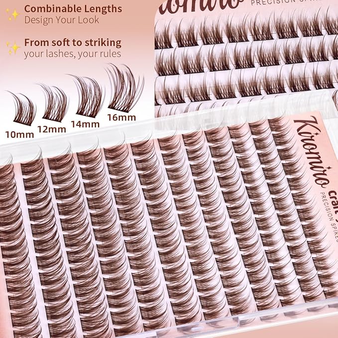 Brown Lash Clusters Wispy Eyelash Clusters 10-16mm Cluster Eyelash Extensions DIY Natural Lash Clusters with Spikes Individual Lash Extension 144pcs Cluster Lashes by Kiromiro