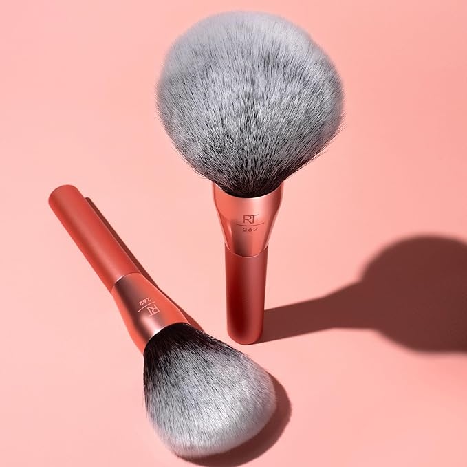 Real Techniques Extra Big Powder & Large Makeup Brush For Powder, Fluffy Head For All-Over Setting, XL Oversized Brush For Quick Application, Cruelty-Free, Synthetic Bristles, 1 Count(Pack of 8)