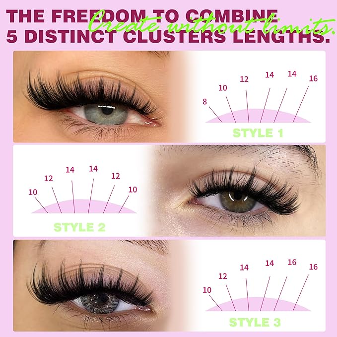 Wispy Lash Clusters Kit Manga Eyelash Extensions Kit with Lash Bond and Seal Spiky Doll Lash Extensions Natural Individual Lashes Kit 165Pcs 8MM-16MM