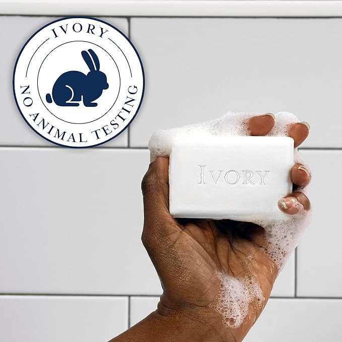 Ivory Gentle Bath Bar Soap, Family Pack, Designed for Whole Family, 99.44% Pure Formula w/ Plant-Based Cleansers, Made Without Heavy Perfumes, Parabens or Phthalates, Original Scent, 4.0 oz (10 Count)