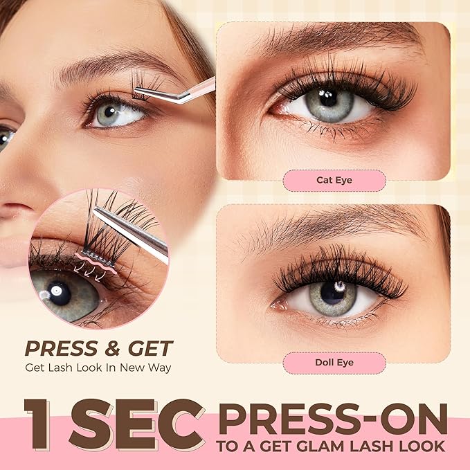WINKGIGGLE Self Adhesive Eyelashes Kit, Pre Glued Press On Lashes No Glue No Remover Needed for Beginners