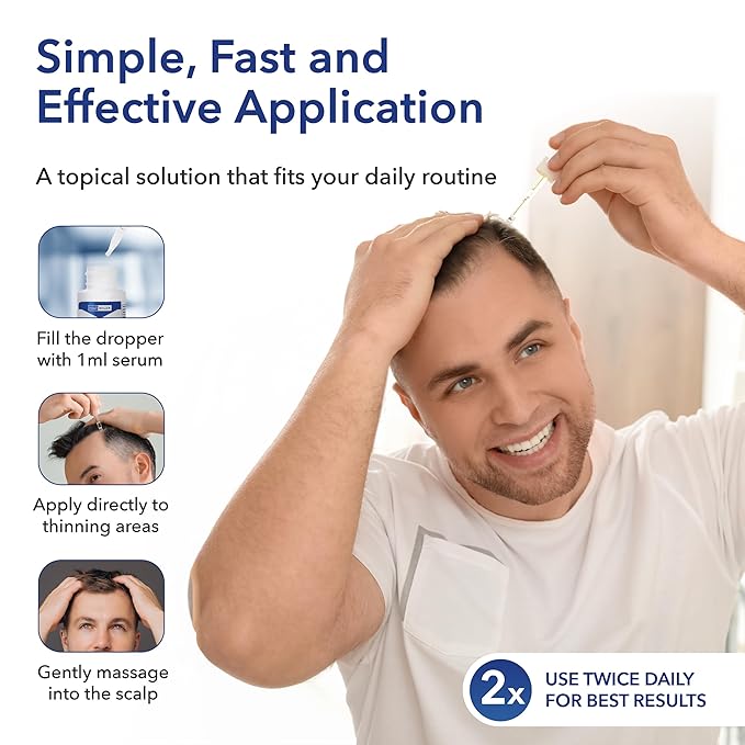 Liquid Minoxidil Men 5% Percent - Extra Strength Advanced Topical Solution for Regrowth Serum Drops - Clinically Proven Growth Treatment for Hims Hair Loss 6 Pack as 6 Months Supply Kit