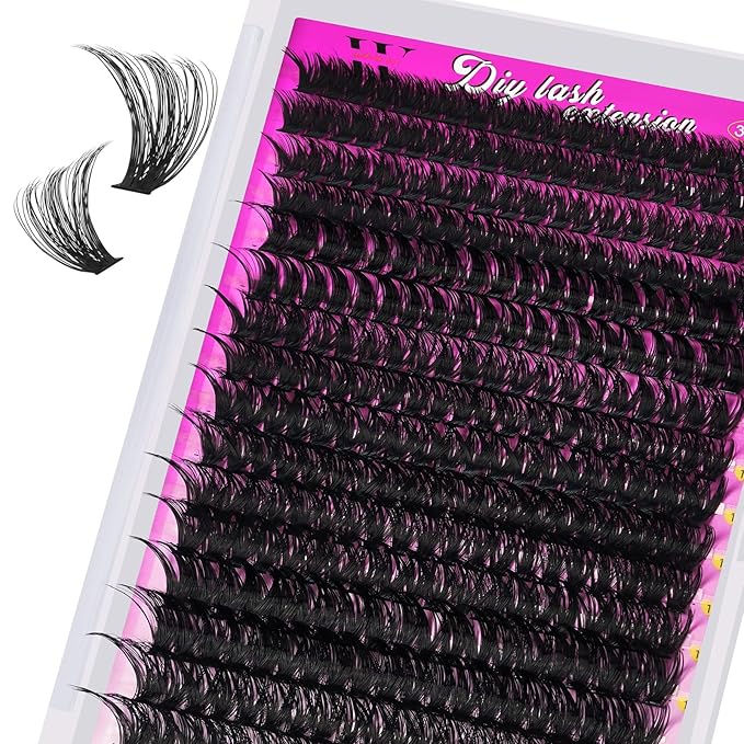 Lash Clusters 320PCS Individual Lashes D Curl Eyelash Clusters Mixed Length Cluster Eyelash Extensions Clusters Lashes with Thin Band Soft False Eyelashes DIY at Home(60D,D-Mix9-16mm)