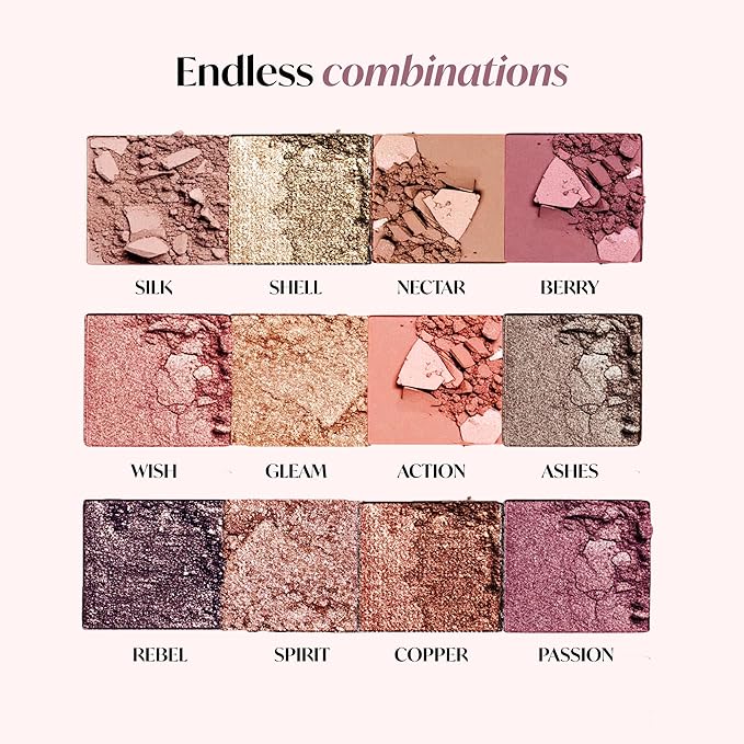 Lamora Pink Eyeshadow Palette - 12 Soft Mauve Rose Shadows, Multi-Use Eye Makeup Palette with Matte & Shimmer Finishes, Ultra-Blendable Everyday Neutrals, Long-lasting Wear, Travel Makeup with Mirror