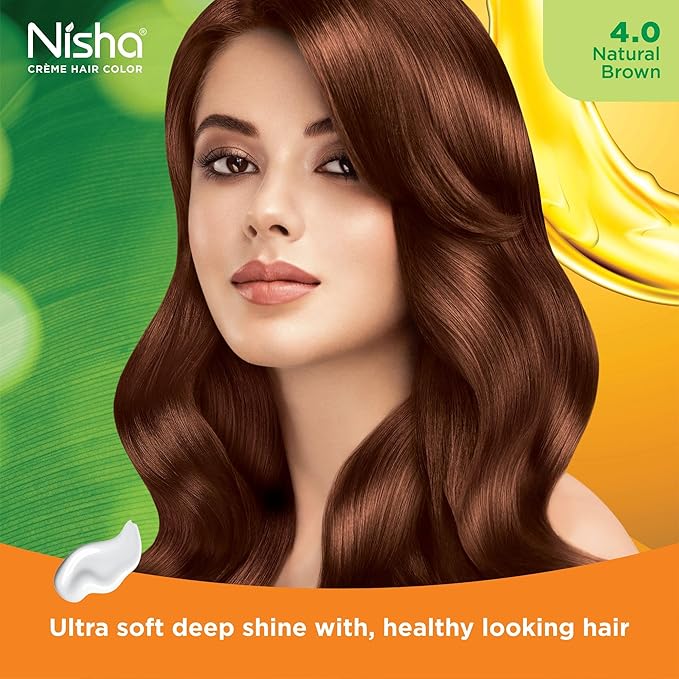 Nisha Cream Permanent Hair Color/Hair Dye Natural Brown (Pack Of 1)