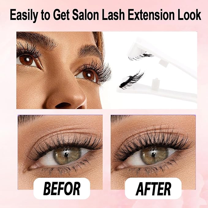 LAUBESS Magnetic Eyelashes with Applicator 2 Pair No Glue Needed Natural Look Magnetic Lashes Easy to Wear and Remove(L02/L04)