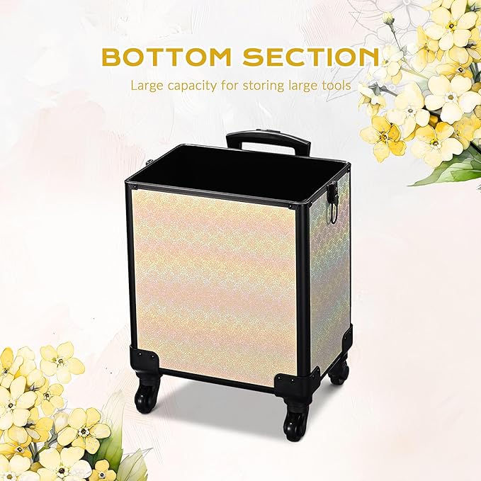 BYOOTIQUE Rolling Makeup Train Case w/Cube Case Cosmetic Organizer Travel