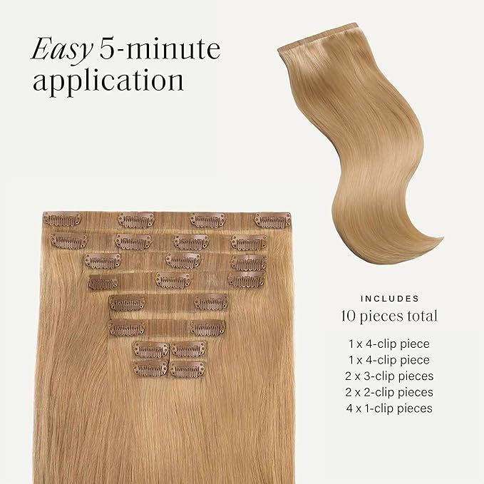 Luxy 100% Remy Human Hair - Seamless Clip-In Hair Extensions - Multi-Dimensional Color for Natural Blending, Adds Volume & Length 160 grams 16" Dirty Blonde Seamless