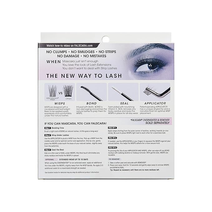 FALSCARA Clear Band False Eyelashes, Lash Extension Kit, Feathery & Wispy, Natural Volume, 8mm-10mm-12mm, Includes Bond & Seal, Precision Applicator & 36 Lash Clusters