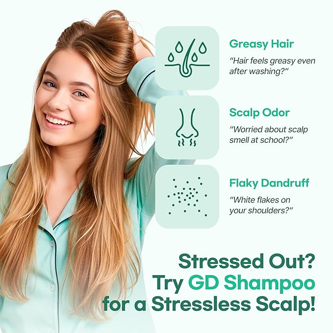 TS GD Shampoo for Flake Prone, Uncomfortable Scalp (14.1 Fl Oz) For Youth & Teens | Gentle Scalp-Care Routine | Silicone, SLS, SLES Free | Korean Hair Care (Green)