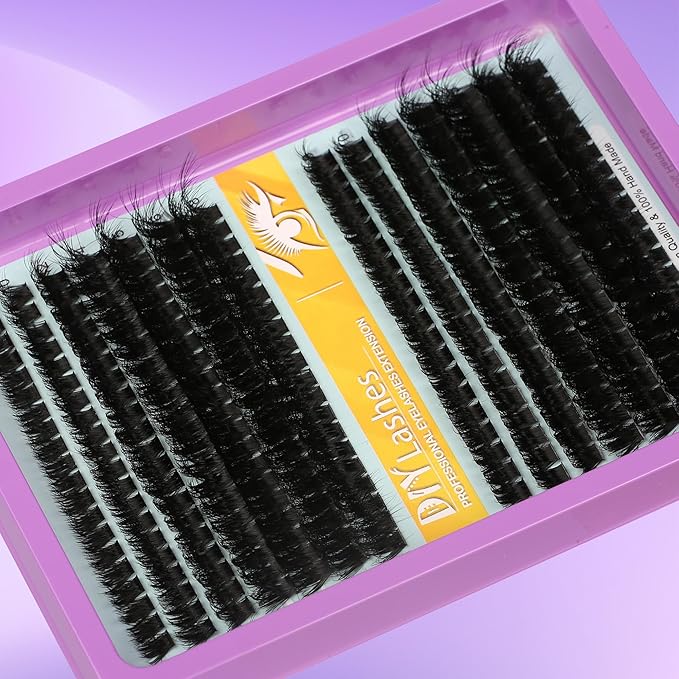 Lash Extension Kit - 280 Pcs 60D+80D Thick Wispy Clusters (9-18MM) with D & C Curl for Home Makeup
