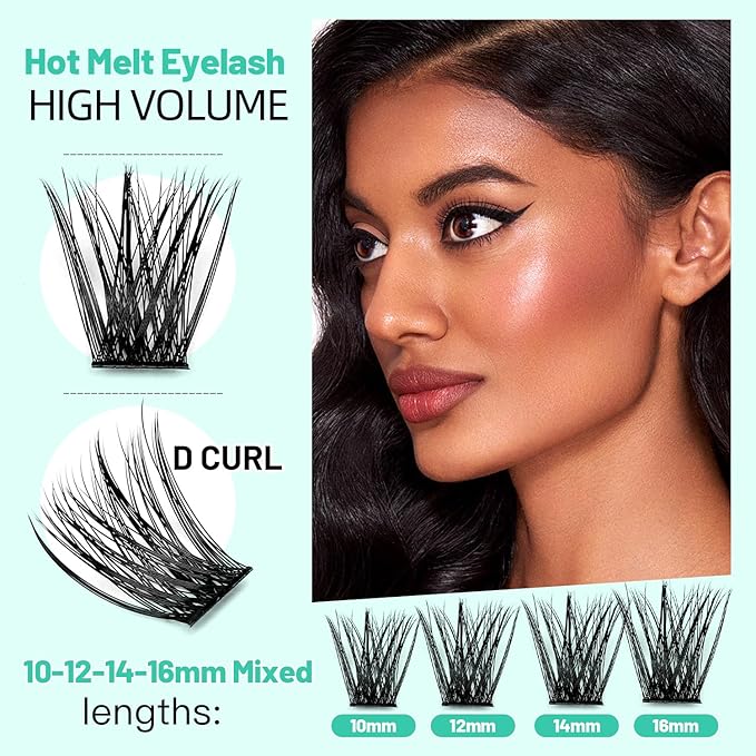 Bodermincer 120 Clusters 10mm+12mm/12mm+14mm/14mm+16mm Mixed Wide Cluster False Eyelash Individual Cluster EyeLashes Grafting Fake False Eyelashes Eyelash Extension (Black 10-12-14-16mm Mixed)