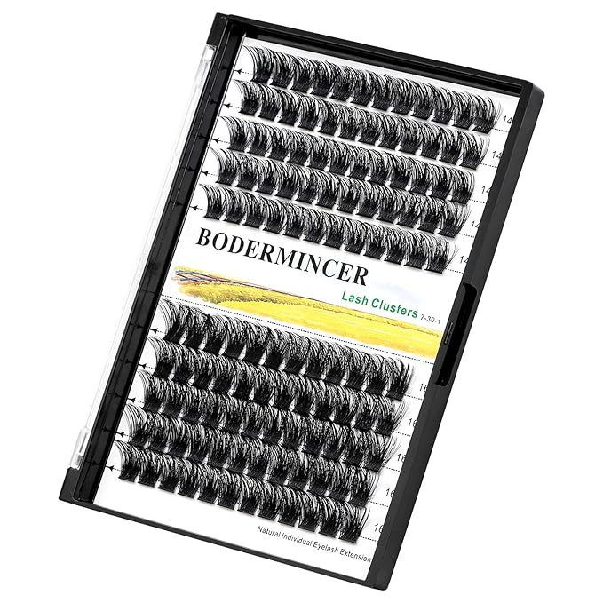 Bodermincer 120 Clusters 10mm+12mm/12mm+14mm Mixed Lash Cluster False Eyelash Individual Cluster EyeLashes Grafting Fake False Eyelashes Eyelash Extension (M01-Black-14mm)