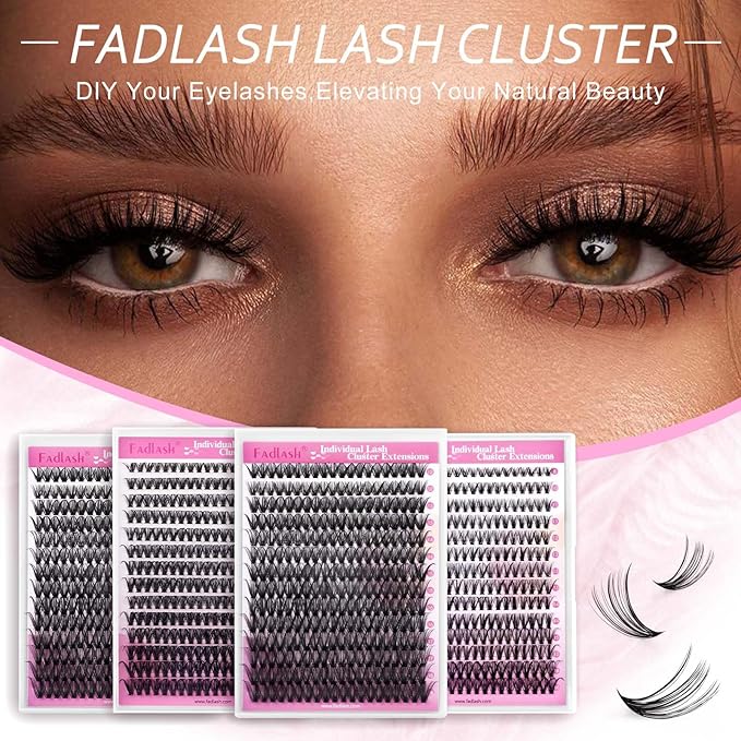 Lash Clusters 12-18mm Mix Individual Lashes Cluster Black Volume Eyelash Clusters Long Individual Lash Extensions C Curl Cluster Lashes DIY Eyelash Extension (40D-0.07C, 12-18mm)