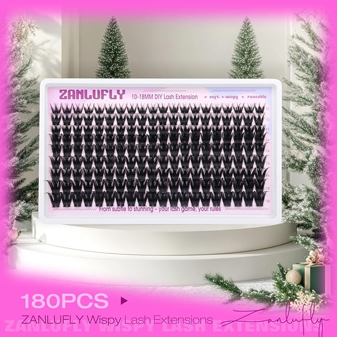 Wispy Lash Clusters Natural Lash Extensions D Curly Eyelash Clusters DIY Eyelash Extensions 10-18MM Cluster Eyelash Extensions 180Pcs Individual Cluster Lashes by ZANLUFLY