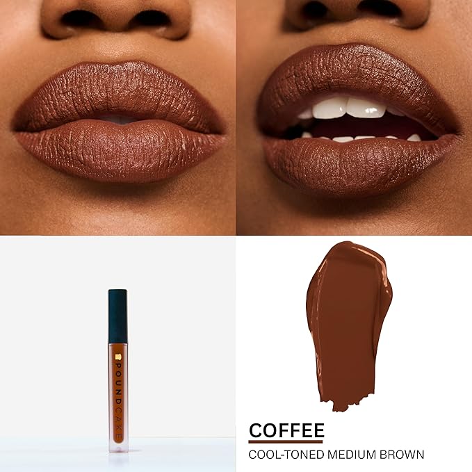 Pound Cake Cake Batter Liquid Lipstick – Long-Lasting, Semi-Matte Liquid Lipstick – Hydrating, High-Pigment Lip Stain with Avocado Oil – Shades for All Skin Tones – 0.13 oz, (Coffee)