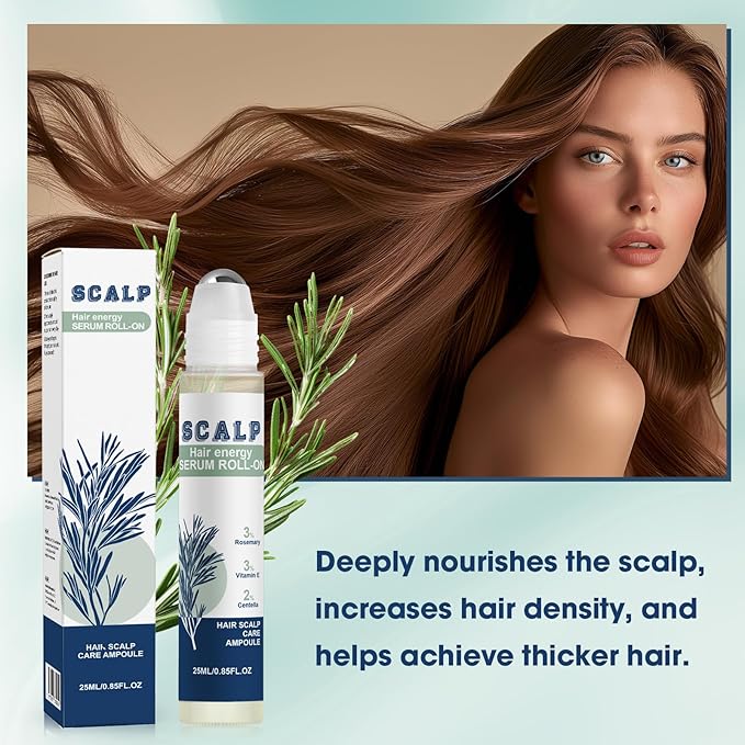 25ML Hair Growth Serum Roll On, Suitable for All Hair Types Prevents Hair Loss Nourishes Hair Follicles Achieve Thicker Hair for Men & Women