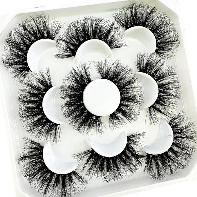 HBZGTLAD new 5 Pairs 25 mm 3d Mink Lashes Bulk Faux with Custom Natural Mink Lashes Pack Short Wholesales Natural False Eyelashes (XM550)