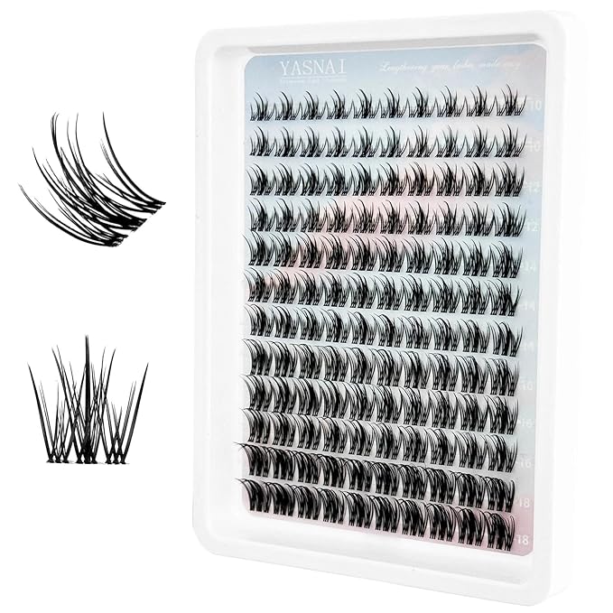 Natural Lash Clusters Fairy Wispy Manga Lash Extensions YASNAI Cluster C Curl Individual Lashes 10-18MM 120pcs, Spiky Anime Lashes Eye Lash Clusters Ultra-Thin Clear Lash Band