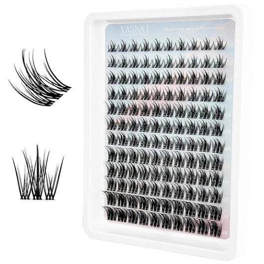 Natural Lash Clusters Fairy Wispy Manga Lash Extensions YASNAI Cluster C Curl Individual Lashes 10-18MM 120pcs, Spiky Anime Lashes Eye Lash Clusters Ultra-Thin Clear Lash Band